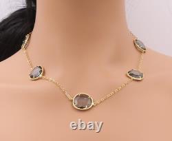 925 Sterling Silver Vintage Necklace Gold Plated Amorphas Cut Gemstone NE4373