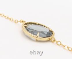 925 Sterling Silver Vintage Necklace Gold Plated Amorphas Cut Gemstone NE4373