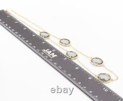 925 Sterling Silver Vintage Necklace Gold Plated Amorphas Cut Gemstone NE4373