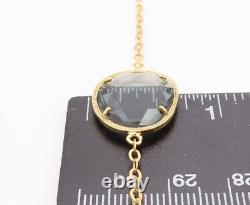 925 Sterling Silver Vintage Necklace Gold Plated Amorphas Cut Gemstone NE4373