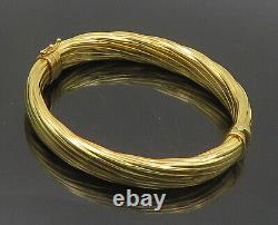 925 Sterling Silver Vintage Shiny Gold Plated Hollow Bangle Bracelet BT7874