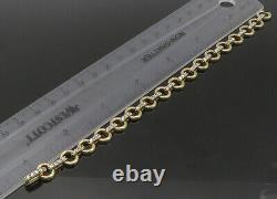 925 Sterling Silver Vintage Topaz Gold Plated Circle Chain Bracelet BT8788