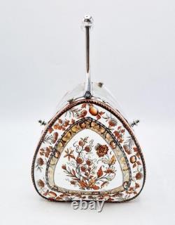 AESTHETIC MOVEMENT COPELAND SPODE POTTERY SILVER PLATE SATCHEL BISCUIT BOX c1883
