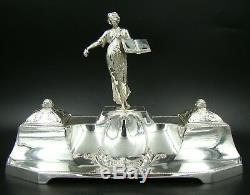 AMAZING WMF ART NOUVEAU Silver Plate Lady of Justice Themis Original Glass RARE