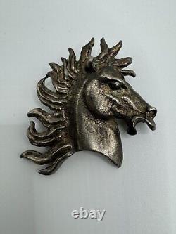 ANTIQUED Rhodium Plated Sterling Silver Horse Head with Wild Mane Slide PENDANT