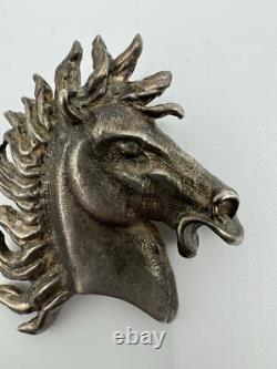 ANTIQUED Rhodium Plated Sterling Silver Horse Head with Wild Mane Slide PENDANT