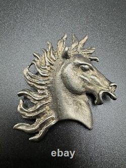 ANTIQUED Rhodium Plated Sterling Silver Horse Head with Wild Mane Slide PENDANT