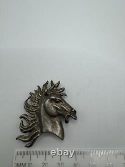 ANTIQUED Rhodium Plated Sterling Silver Horse Head with Wild Mane Slide PENDANT