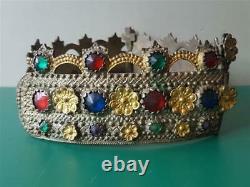 ANTIQUE Authentic Ottoman tiara crown head jewelry gold plated SILVER alloy