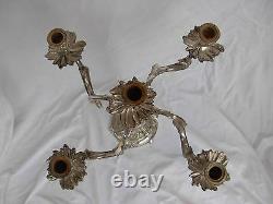 ANTIQUE FRENCH SILVERPLATED BRONZE CANDELABRA, EARLY 20th CENTURY