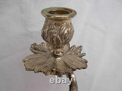 ANTIQUE FRENCH SILVERPLATED BRONZE CANDELABRA, EARLY 20th CENTURY
