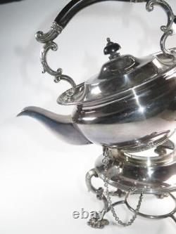 ANTIQUE MAPPIN & WEBB Princes Plate Silver Plated Tilting Kettle on Stand W14738