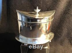 ANTIQUE Mappin Webb SILVER PLATED BISCUIT BARREL Boat Shape Large