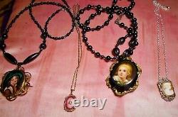 ANTIQUE PINK CAMPHOR Glass Necklace Silver Plated Fine Chain Matching Ring Avail