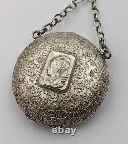 ANTIQUE SILVER PLATED CHATELAINE & POCKET WATCH HOLDER c1900