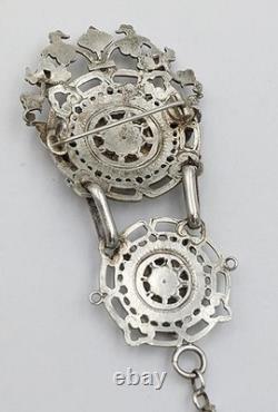 ANTIQUE SILVER PLATED CHATELAINE & POCKET WATCH HOLDER c1900