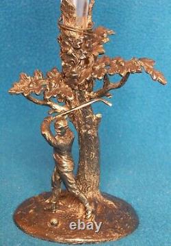 ANTIQUE SILVER PLATED EPERGNE GOLFER c1900 WILLIAM WHEATCROFT HARRISON