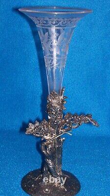 ANTIQUE SILVER PLATED EPERGNE GOLFER c1900 WILLIAM WHEATCROFT HARRISON