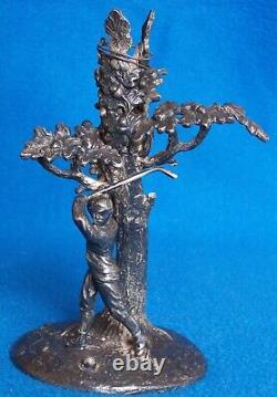 ANTIQUE SILVER PLATED EPERGNE GOLFER c1900 WILLIAM WHEATCROFT HARRISON