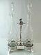 ANTIQUE SILVER PLATED STAND / HAND CUT CRYSTAL DECANTERS BOTTLES LIQUOR WINE bar