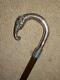 ANTIQUE SILVER PLATE ELEPHANT HEAD HANDLE STICK CANE 37 long