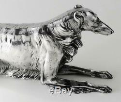 ART DECO BORZOI DOG SILVER PLATED FIGURE c1930