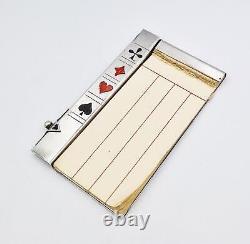 ART DECO WMF SILVER PLATE & ENAMEL BRIDGE / TRUMP MARKER NOTEPAD c1930-35