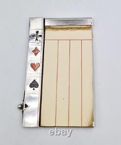 ART DECO WMF SILVER PLATE & ENAMEL BRIDGE / TRUMP MARKER NOTEPAD c1930-35