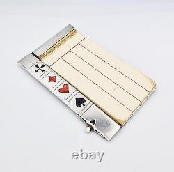 ART DECO WMF SILVER PLATE & ENAMEL BRIDGE / TRUMP MARKER NOTEPAD c1930-35
