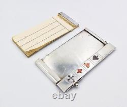 ART DECO WMF SILVER PLATE & ENAMEL BRIDGE / TRUMP MARKER NOTEPAD c1930-35
