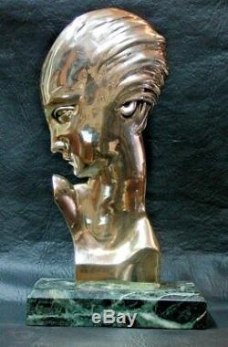 ART DECO silver plated bronze lady woman figure green marble Guido Cacciapuoti