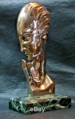 ART DECO silver plated bronze lady woman figure green marble Guido Cacciapuoti