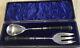 ART NOUVEAU SALAD SERVERS SILVER PLATE with EBONY HANDLES & ORIGINAL FITTED BOX
