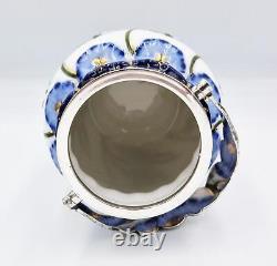 ART NOUVEAU SILVER PLATE & PORCELAIN JAM / PRESERVE JAR c1910