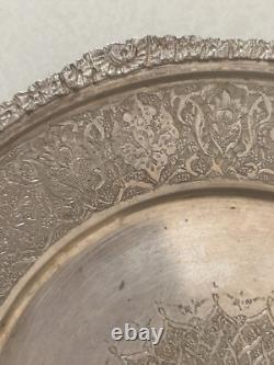 AUTHENTIC Antique 84 Silver Islamic middle eastern Art plate