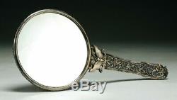 A Chinese Antique Export Jade & Jeweled Silver Mirror
