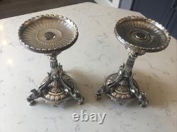 A FINE PAIR OF ELKINGTON & Co. 1873 SILVER PLATE NEOCLASSICAL PEDESTAL TAZZA