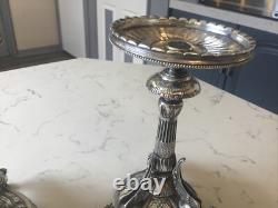 A FINE PAIR OF ELKINGTON & Co. 1873 SILVER PLATE NEOCLASSICAL PEDESTAL TAZZA