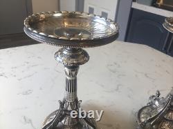 A FINE PAIR OF ELKINGTON & Co. 1873 SILVER PLATE NEOCLASSICAL PEDESTAL TAZZA