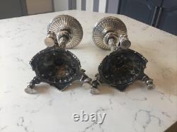 A FINE PAIR OF ELKINGTON & Co. 1873 SILVER PLATE NEOCLASSICAL PEDESTAL TAZZA
