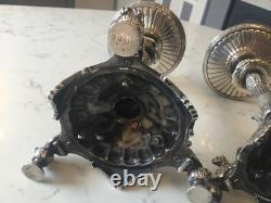 A FINE PAIR OF ELKINGTON & Co. 1873 SILVER PLATE NEOCLASSICAL PEDESTAL TAZZA