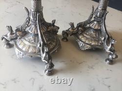 A FINE PAIR OF ELKINGTON & Co. 1873 SILVER PLATE NEOCLASSICAL PEDESTAL TAZZA