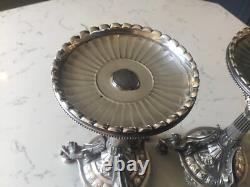 A FINE PAIR OF ELKINGTON & Co. 1873 SILVER PLATE NEOCLASSICAL PEDESTAL TAZZA