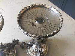 A FINE PAIR OF ELKINGTON & Co. 1873 SILVER PLATE NEOCLASSICAL PEDESTAL TAZZA