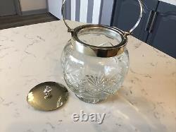 A Fine Antique Silver Plate & Cut Glass Biscuit Barrel / Ice Bucket, Circa 1900