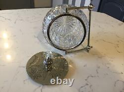 A Fine Antique Silver Plate & Cut Glass Biscuit Barrel / Ice Bucket, Circa 1900