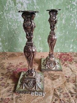 A Fine pair of Neo Classical Silver Plated Pair of Candlesticks