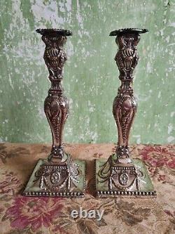 A Fine pair of Neo Classical Silver Plated Pair of Candlesticks