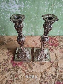 A Fine pair of Neo Classical Silver Plated Pair of Candlesticks