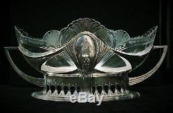 A Grand Jugenstil Silver-Plated & Hand-Cut Crystal Liner Centerpiece, Ca. 1900